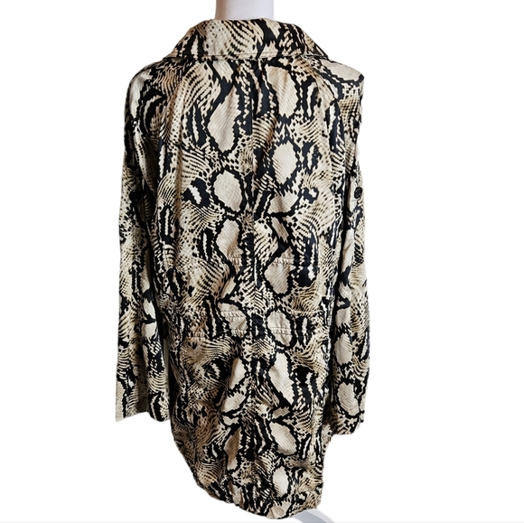 Ellen Tracy Anima Print Lightweight Jacket Sz L Roll-Tab Sleeve Cinch Waist Coat - Picture 7 of 15